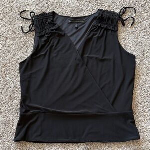 White House Black Market Black Ruffled Shoulder Top